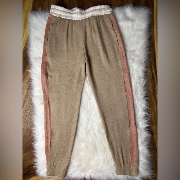 Secret Season Shimmery Jogger Pants with Pink Rosé Side Stripe, Size Small - Picture 1 of 11